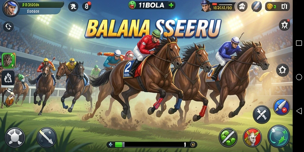Tampilan balapan intens di 11BOLA yang menggambarkan kecepatan dan adrenalin.