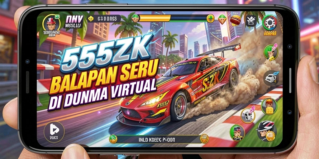 Gameplay mendebarkan di lintasan balap 555ZK.