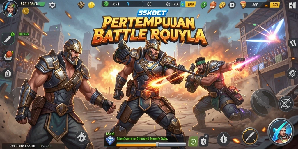 Screenshot gameplay 55KBET menampilkan pertempuran seru di medan perang.