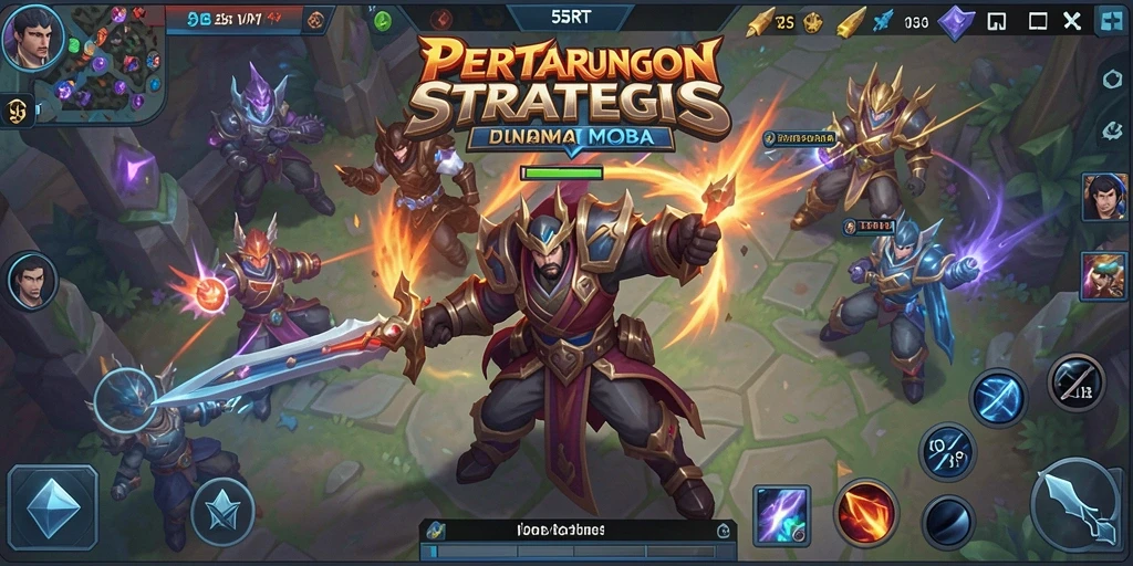 Tampilan gameplay mendebarkan dalam 55RT saat bertarung di arena MOBA.