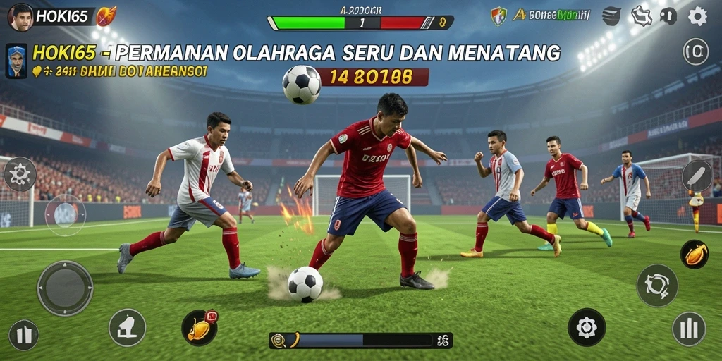 Tampilan screenshot utama HOKI65 menampilkan aksi seru dalam permainan olahraga.