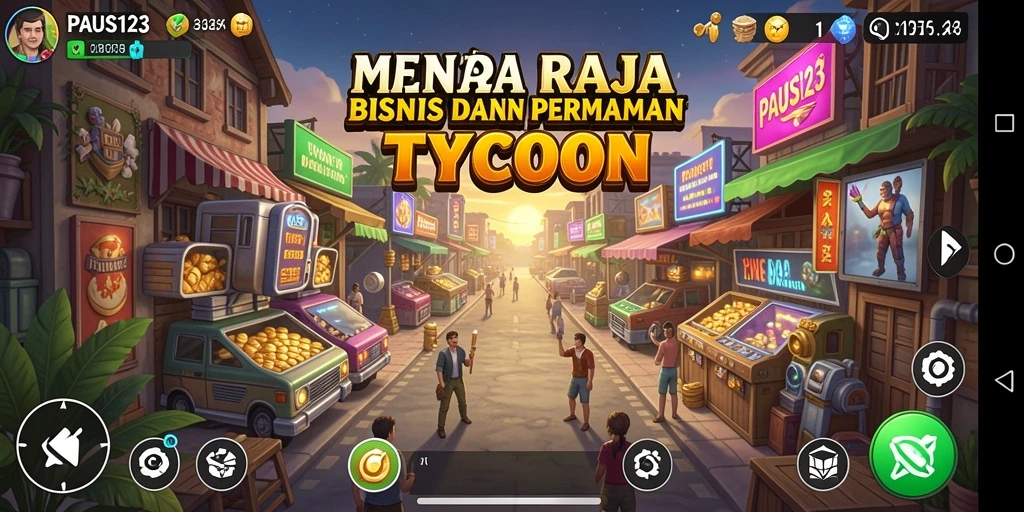 Screenshot menarik dari gameplay Tycoon PAUS123 yang menampilkan aksi bisnis.