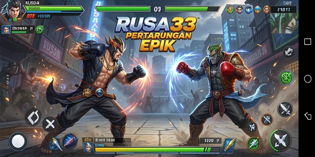 Tampilan menegangkan dari RUSA33 saat karakter bertarung di arena.