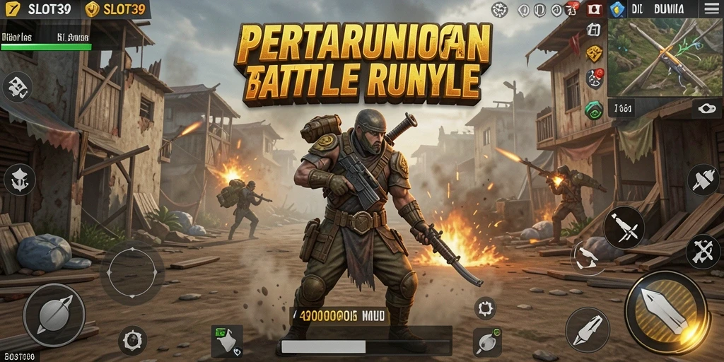 Tangkapan layar utama menunjukkan aksi mendebarkan dalam mode Battle Royale.