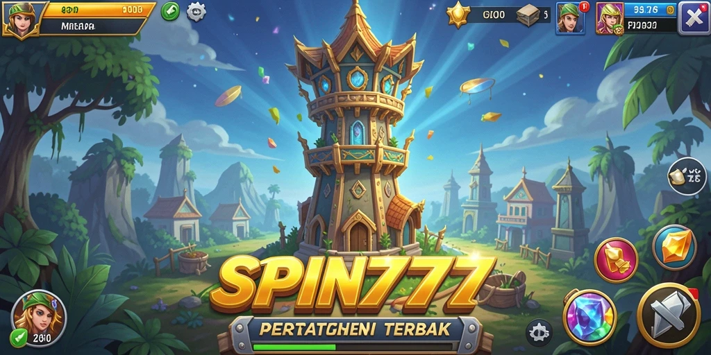 Tampilan gameplay mendebarkan di SPIN777 dengan strategi Tower Defense.