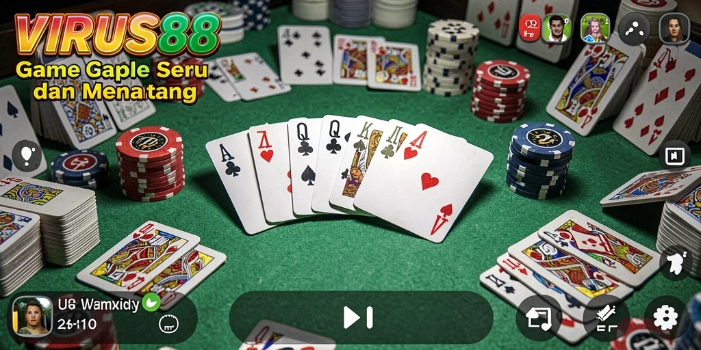 Tangkapan layar gameplay VIRUS88 menampilkan aksi seru permainan Gaple.