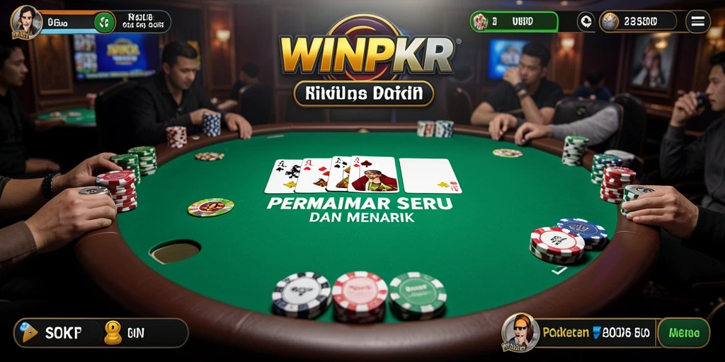 Tampilan gameplay seru WINPKR dengan suasana poker yang mendebarkan.